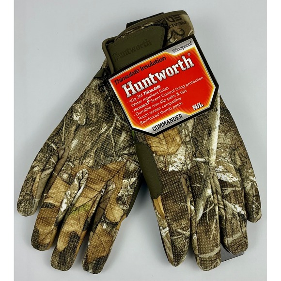 Huntworth Commander Realtree Edge M/L Insulated Hunting Gloves Windproof - Picture 1 of 3
